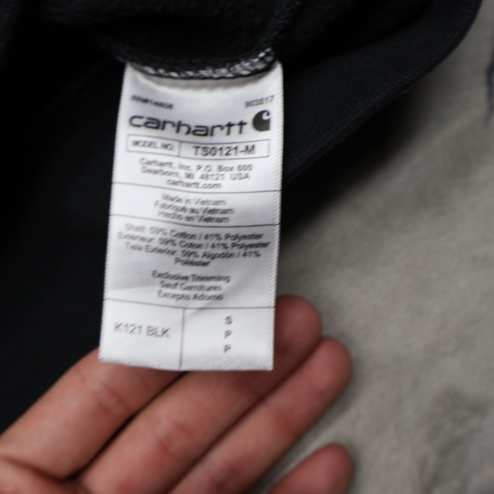 Carhartt Hoodie Mens Small Black Marquette Sweatshirt Loose Fit Pullover LOGO - Picture 6 of 13